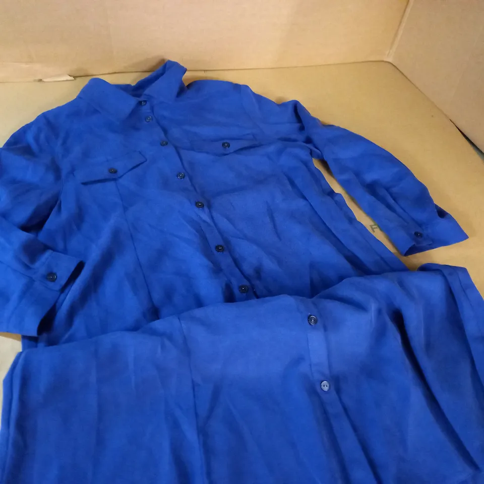 PHASE EIGHT LONGLINE BLUE SHIRT - UK 10