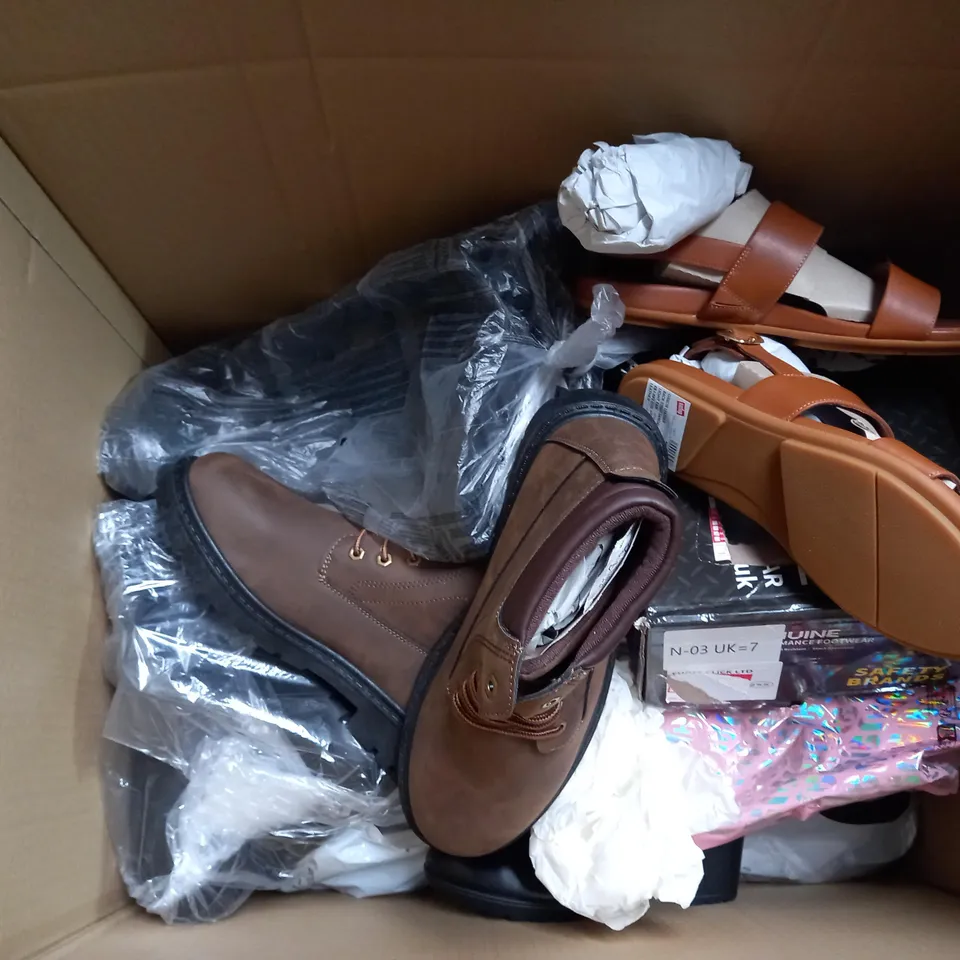 APPROXIMATELY 15 ASSORTED FOOTWEAR RELATED ITEMS IN VARYING STYLE/SIZE/COLOUR TO INCLUDE: TRAINERS, HEELS, SLIP ONS, ETC