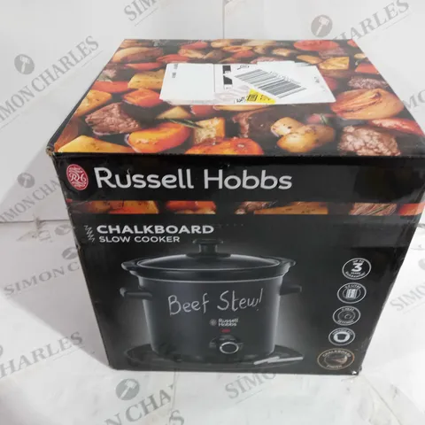 BOXED RUSSELL HOBS CHALKBOARD SLOW COOKER