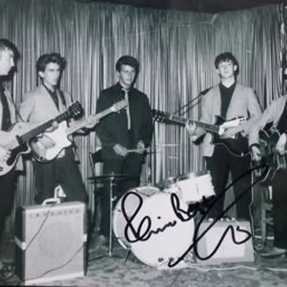 FOUR ASSORTED PRE RINGO STARR ERA 'THE BEATLES' PHOTOGRAPHS SIGNED BY PETE BEST