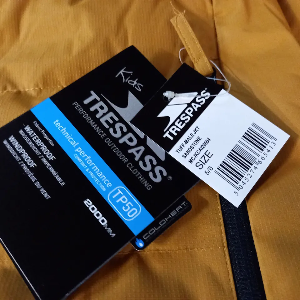 TRESPASS KIDS TUFF-MALE COAT IN SANDSTONE - 5/6