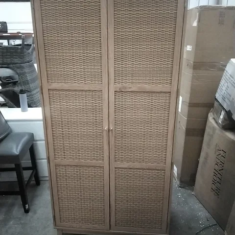 DAMAGE VIVIANA BORDEAUX RATTAN AND OAK EFFECT 2-DOOR WARDROBE