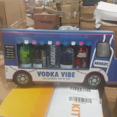 BOXED ABSOLUT VODKA VIBE POP UP BAR - 4 X 5CL & BRANDED SHOT GLASS