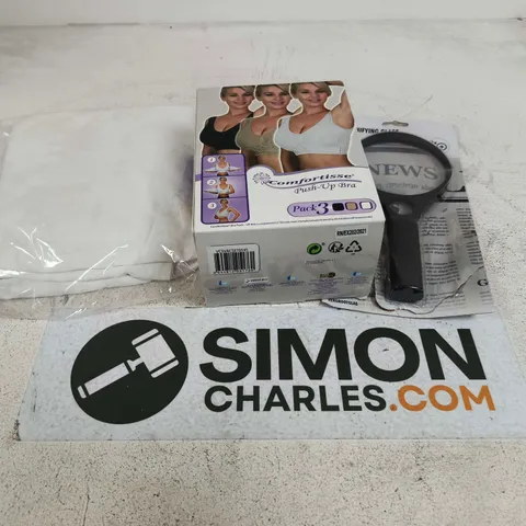 APPROXIMATELY 15 ASSORTED HOUSEHOLD ITEMS TO INCLUDE MAGNIFYING GLASS, SPRAY FAN, LED LIGHTS ETC