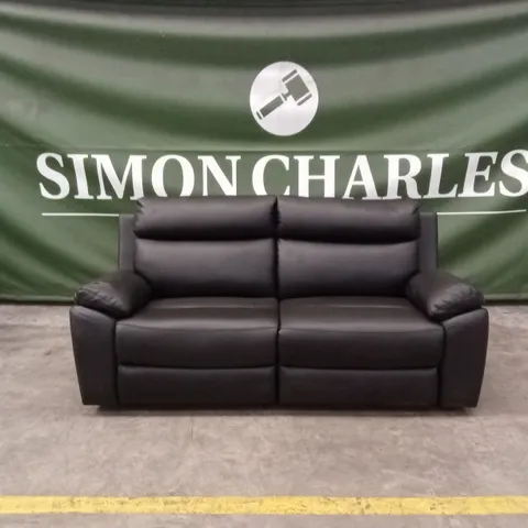 EDISON 3 SEATER LUXURY FAUX LEATHER MANUAL RECLINER SOFA - BLACK