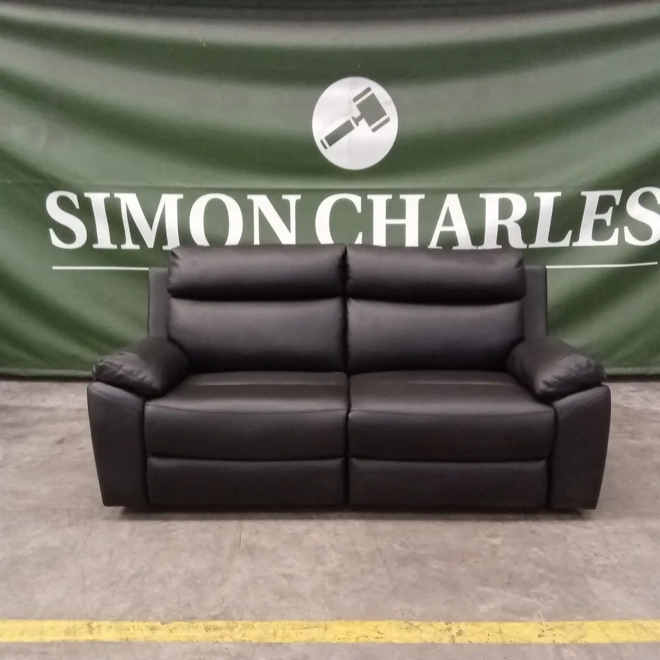 EDISON 3 SEATER LUXURY FAUX LEATHER MANUAL RECLINER SOFA - BLACK RRP £799