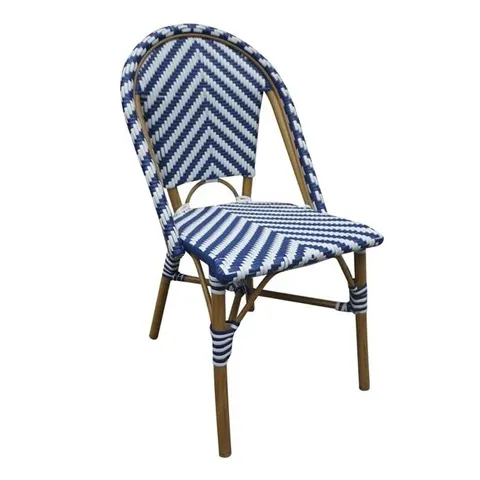 BOXED BOLERO PARISIAN STYLE RATTAN SIDE CHAIR - BLUE - SET OF 2