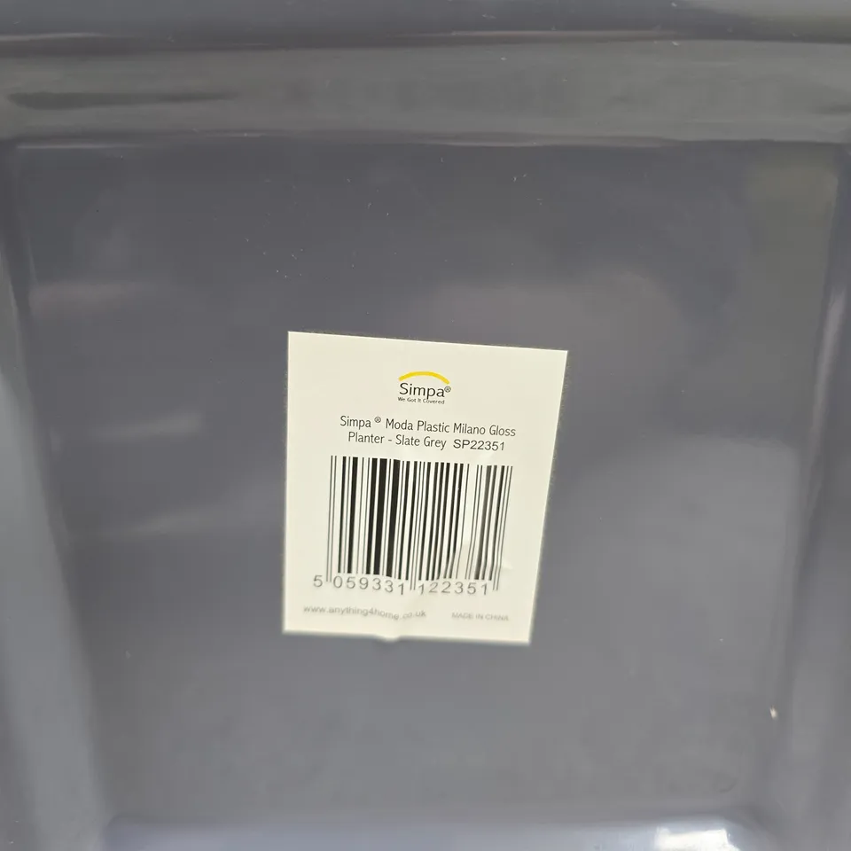 SET OF 2 SIMPA MODA PLASTIC MILANO GLOSS PLANTER SLATE GREY
