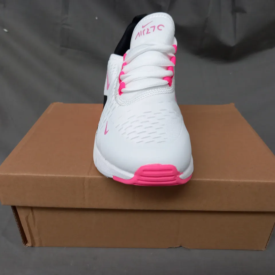 BOXED PAIR OF AIR270 SHOES IN WHITE/PINK EU SIZE 36
