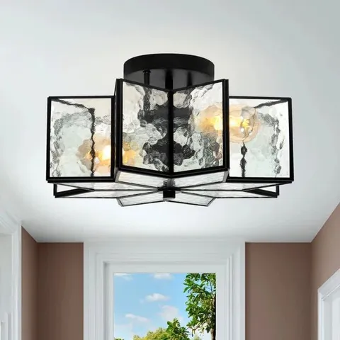 BOXED BRAND NEW 2 - LIGHT 41CM UNIQUE/STATEMENT STAR SEMI FLUSH MOUNT LIGHT - BLACK