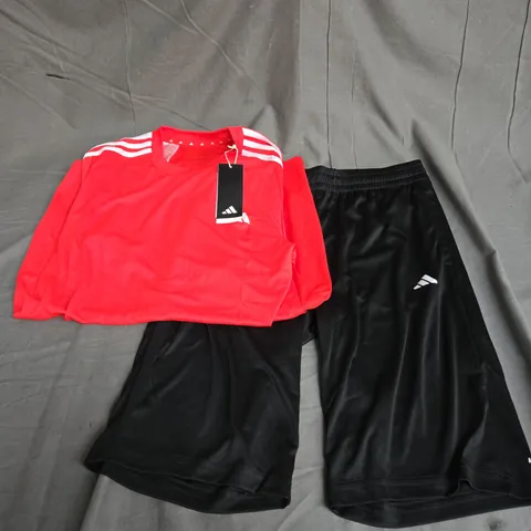 ADIDAS 3 STRIPE TRACK SET IN RED/BLACK SIZE 15/16YRS