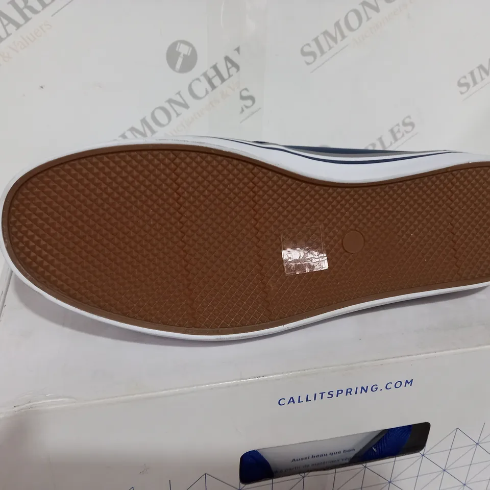 BOXED CALL IT SPRING BLUE LEATHER LOW SHOES - SIZE 8