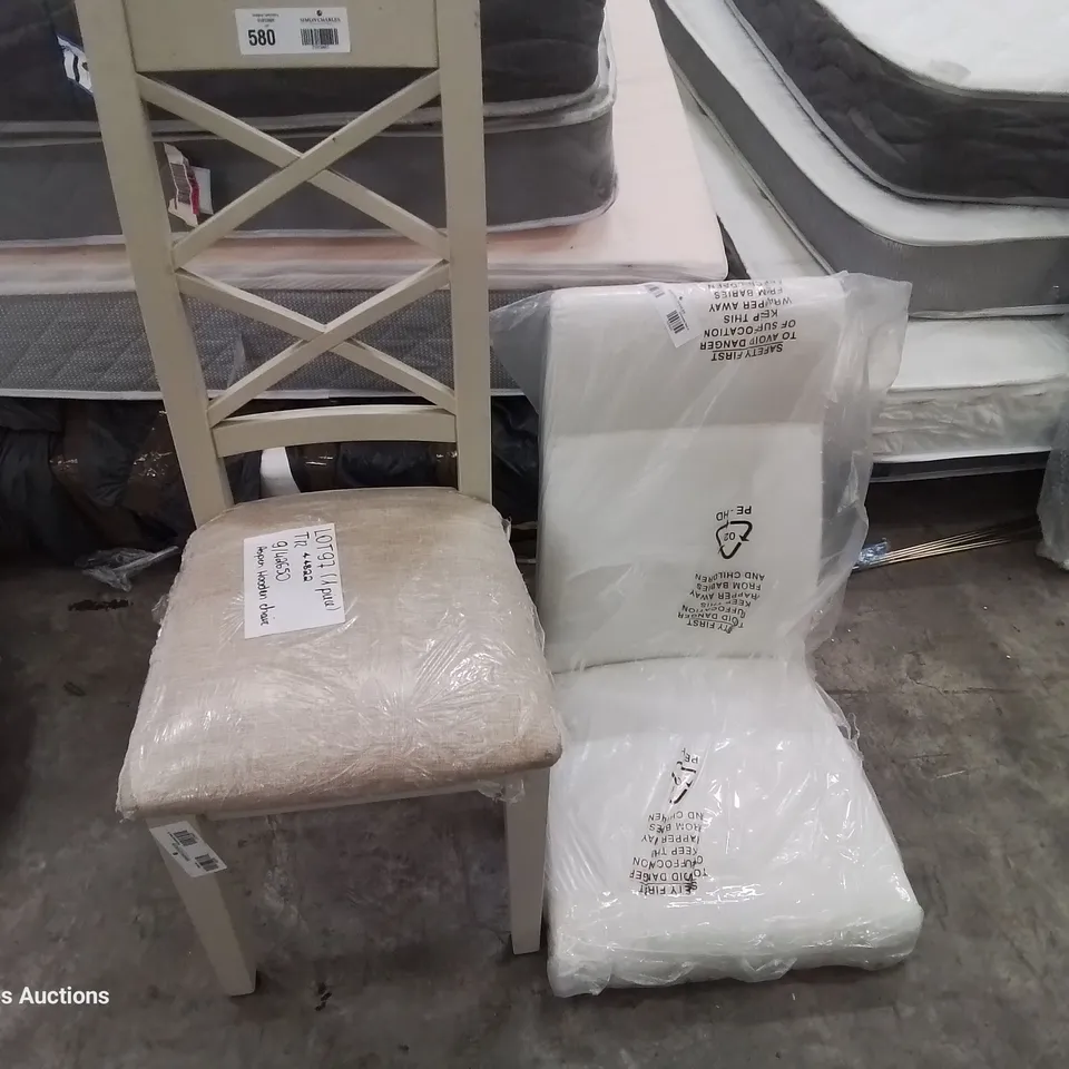 TWO ASSORTED DINING CHAIRS ASPEN TWO TONE WOODEN & DANTE WHITE (SEAT ONLY)