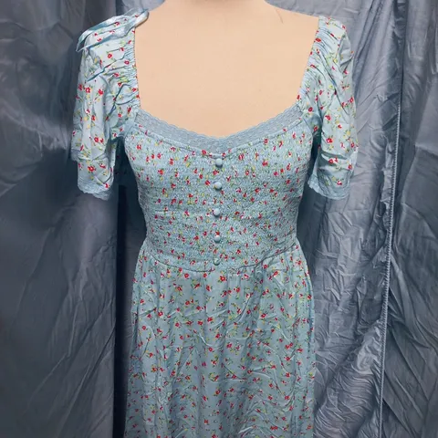 NOBODYS CHILD MIA MIDI DRESS – UK 10, SOFT BLUE FLORAL