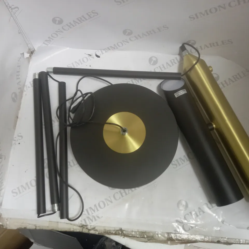 BOXED JOHN LEWIS SWIVEL INTEGRATED LED UPLIGHTER - BLACK AND ANTIQUE BRASS 