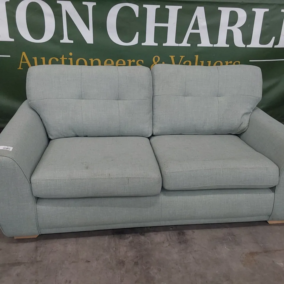 DESIGNER THREE SEATER SOFA DUCK EGG GREEN FABRIC