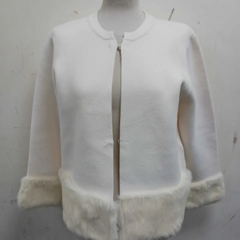 CRISTINAEFFE WHITE FUR JACKET - SIZE LARGE
