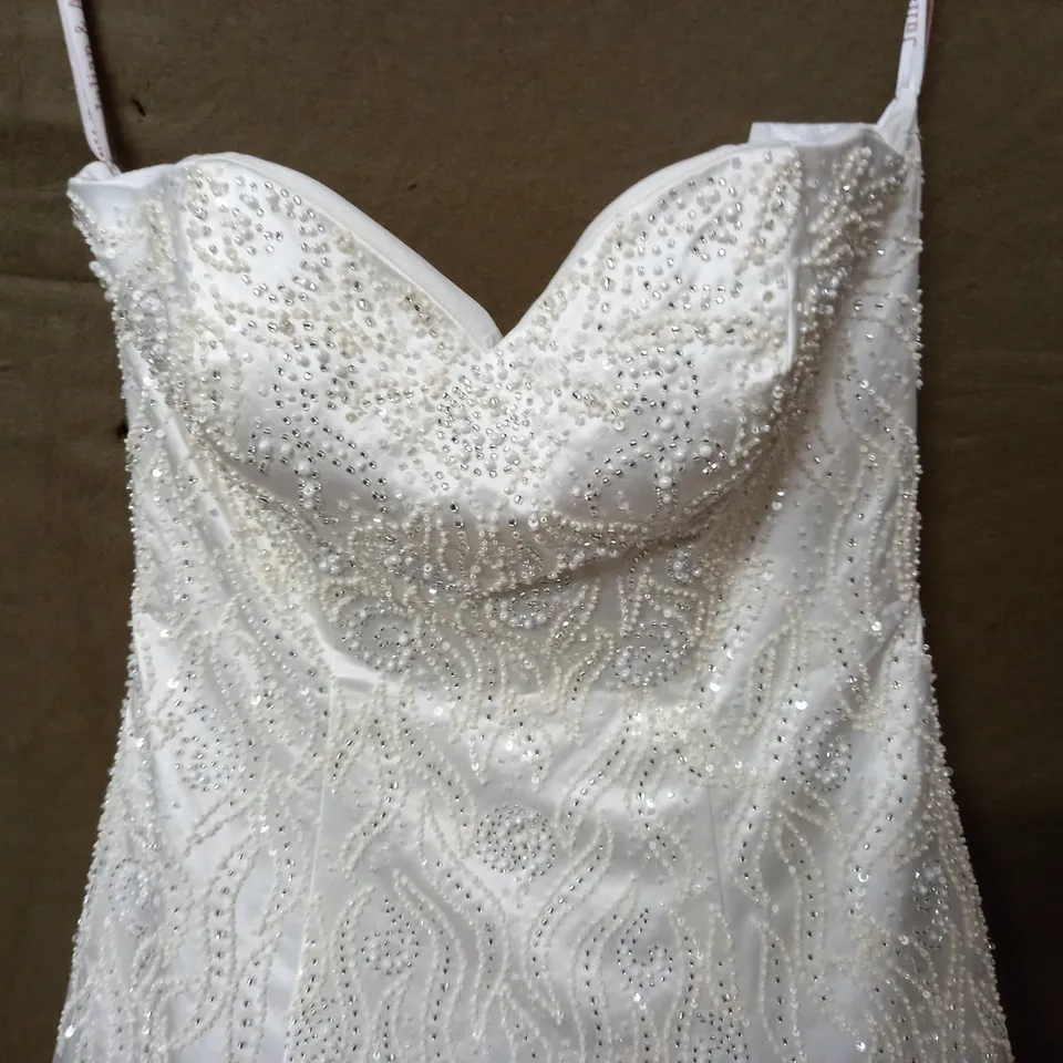 JULIAN & ADAM EMBELLISHED WEDDING DRESS IN IVORY - SIZE UNSPECIFIED
