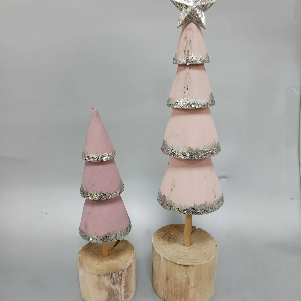 SET OF 2 WOOD CONIAL TREES RRP £19.99