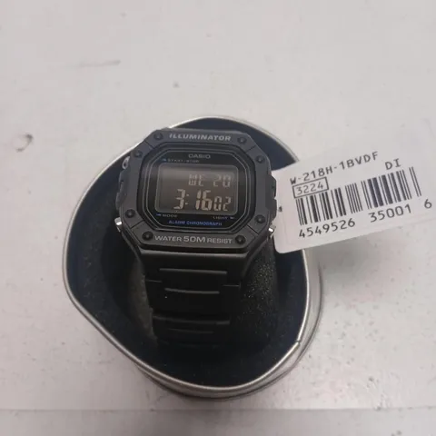 CASIO DIGITAL WRISTWATCH ILLUMINATOR W-218H-1BVDF, 50M WATER RESISTANT, BLACK
