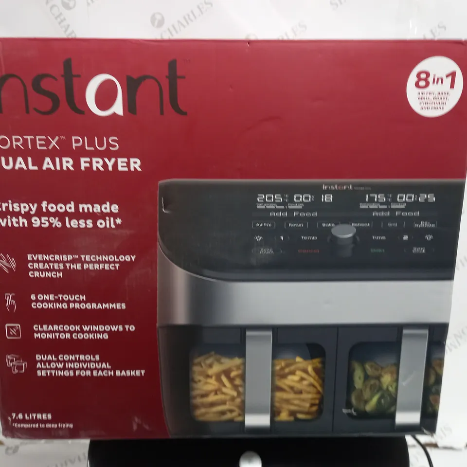 BOXED INSTANT VORTEX 8 IN 1 DUAL AIR FRYER 7.6
