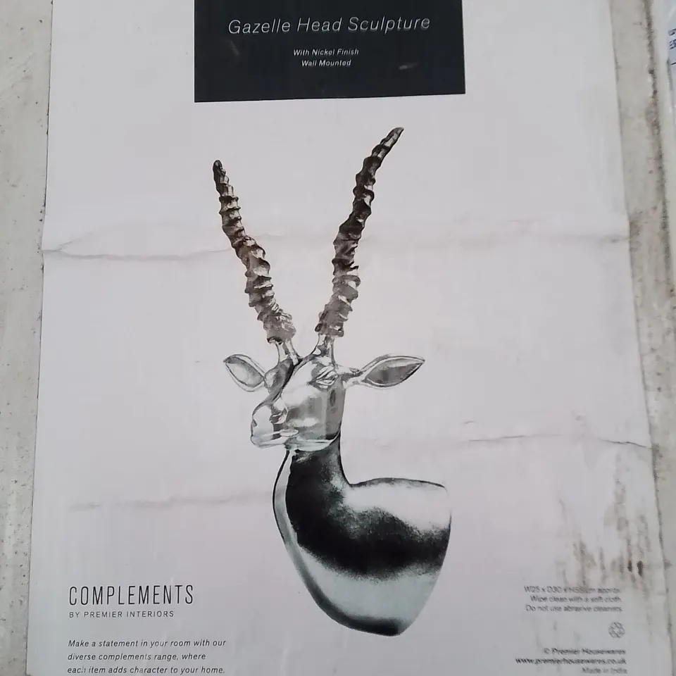 BOXED PREMIER INTERIORS GAZELLE HEAD SCULPTURE 