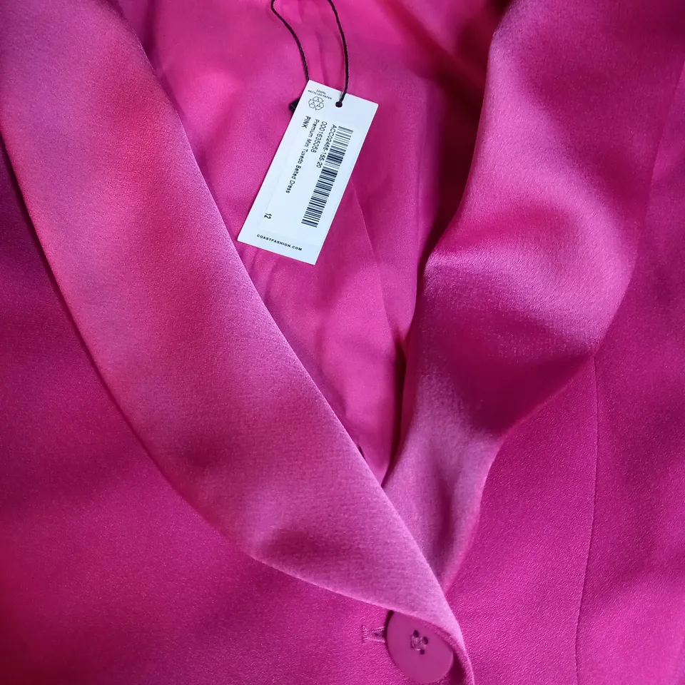 COAST PINK PREMIUM MINI TUXEDO BELTED DRESS - SIZE 12
