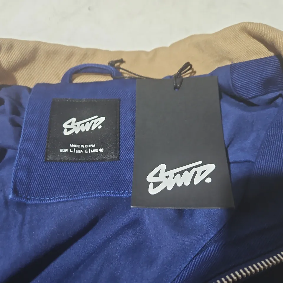 STUD ZIP THROUGH DENIM STYLE JACKET IN BLUE - EUR L