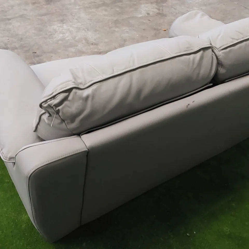 DESIGNER FAUX LEATHER 2-SEATER SOFA IN LIGHT GREY 