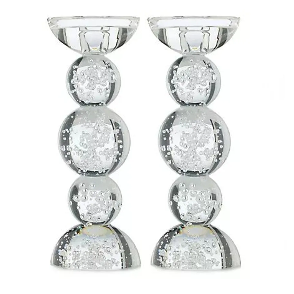 JM BY JULIEN MACDONALD SET OF 2 CRYSTAL BEADED CANDLE HOLDERS