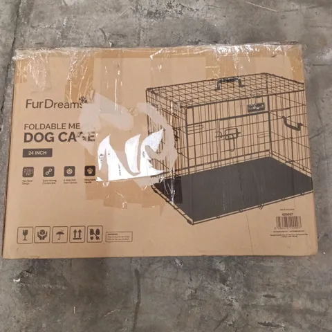 BOXED FOLDABLE METAL DOG CAGE 24 INCH