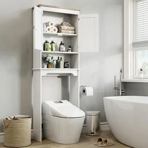 BOXED OVER THE TOILET STORAGE CABINET 66" H BATHROOM SPACE SAVER