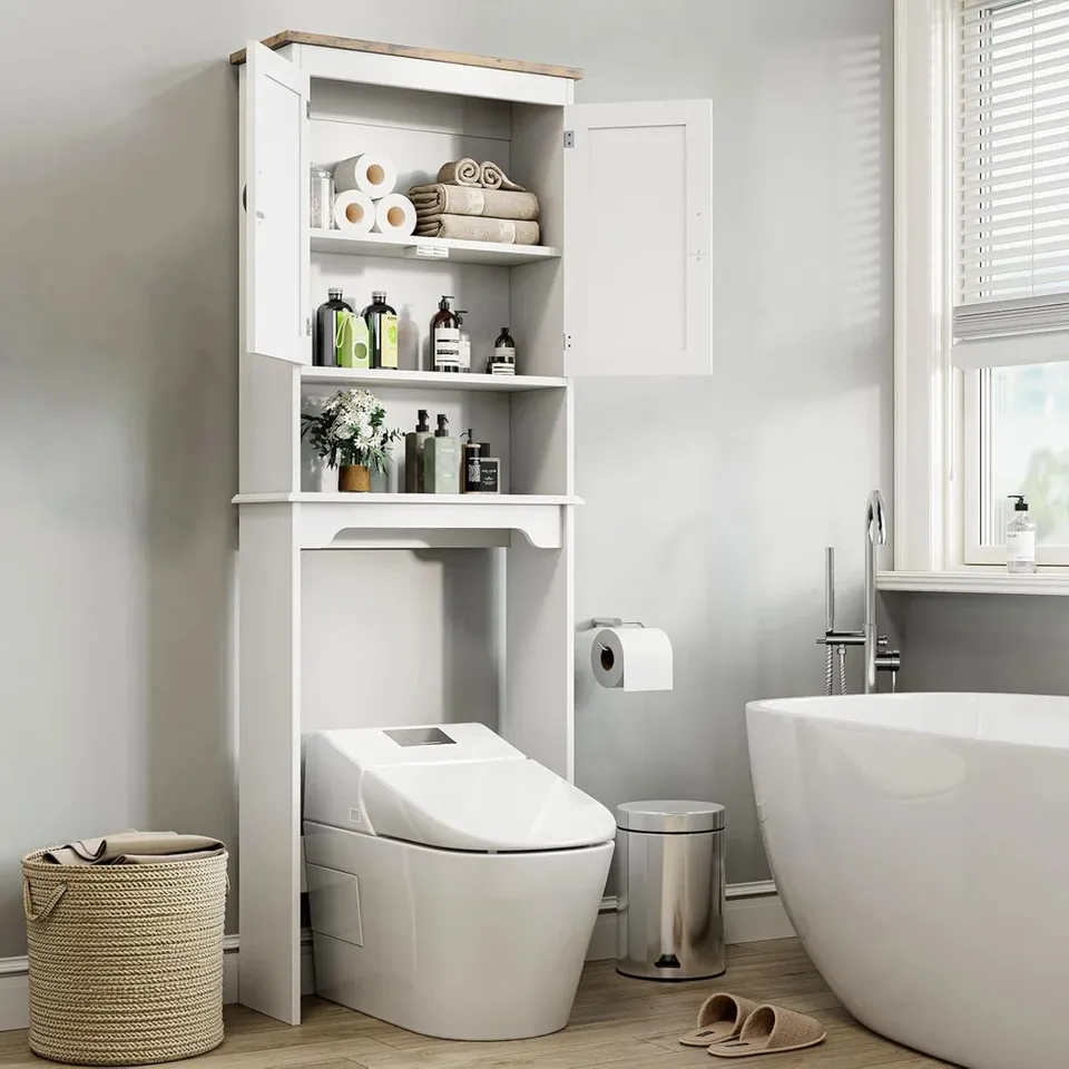 BOXED OVER THE TOILET STORAGE CABINET 66" H BATHROOM SPACE SAVER