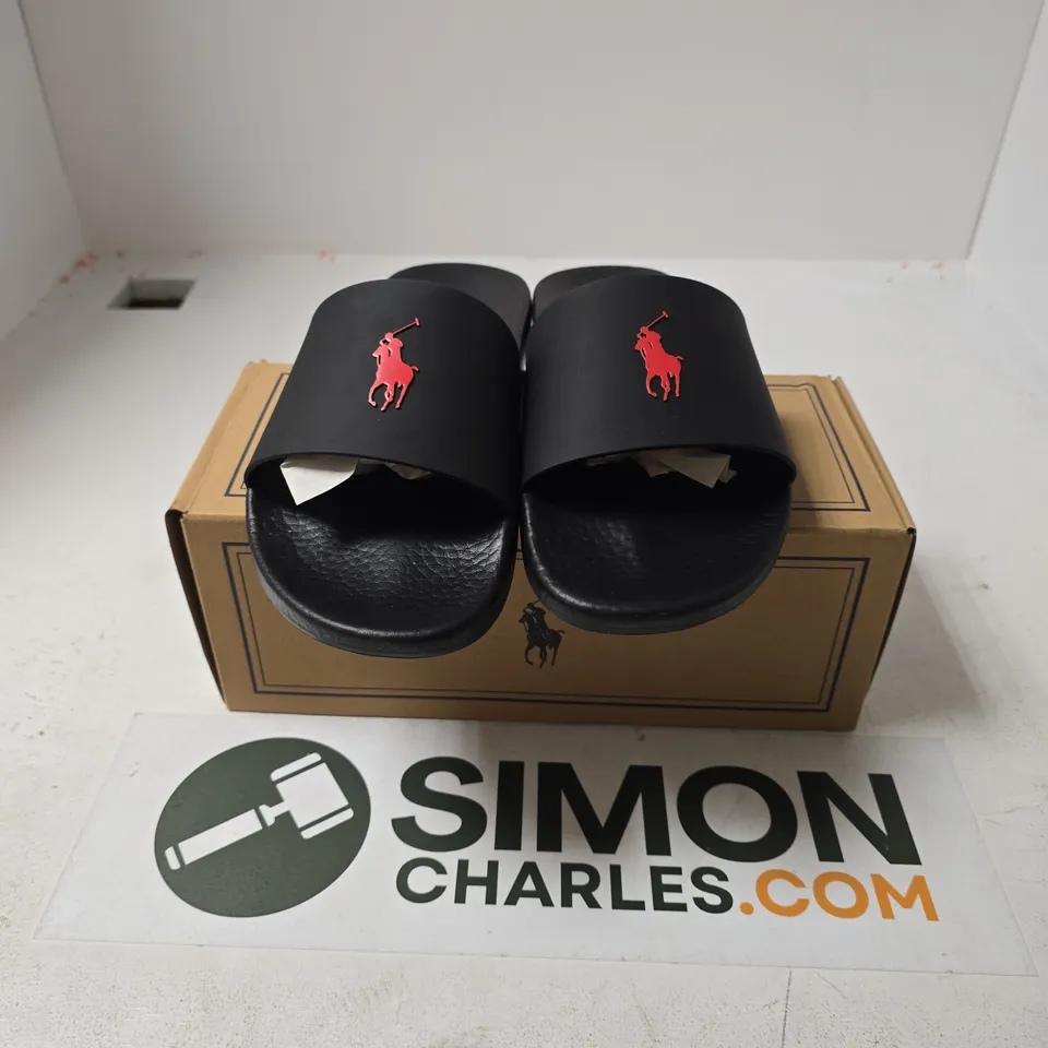BOXED PAIR OF POLO RALPH LAUREN SLIDES IN NAVY - UK 10