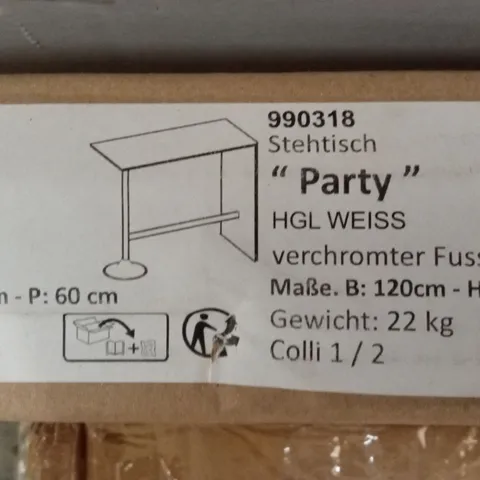 BOXED PARTY BAR TABLE - WHITE (2 BOXES)