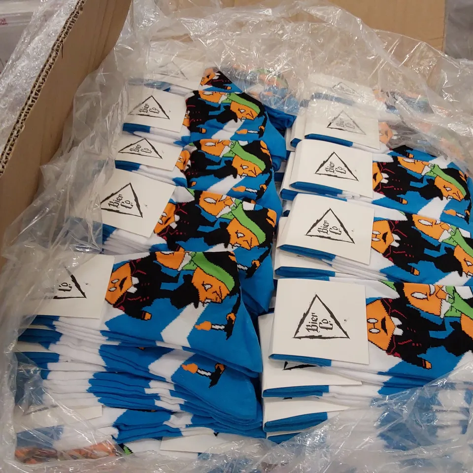 BOX OF BRAND NEW BIER CO SOCKS // APPROXIMATELY 360 PAIRS (1 BOX)