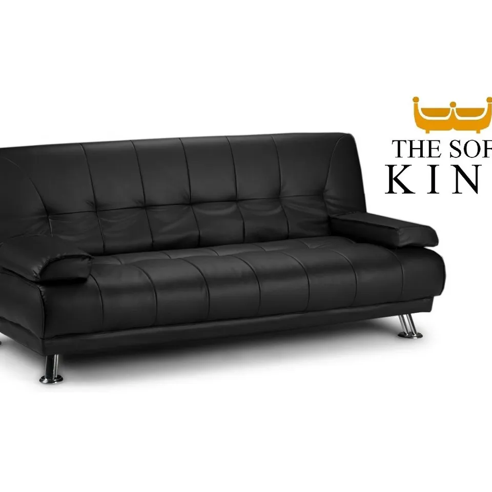 BOXED VENICE SOFA BED IN BLACK FAUX LEATHER (1 BOX)