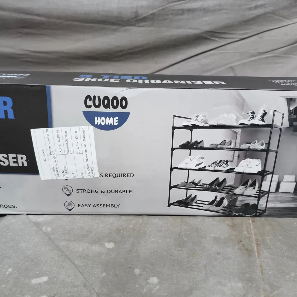 CUQOO HOME SHOE ORGANISER, BLACK, 5-TIER STORAGE RACK