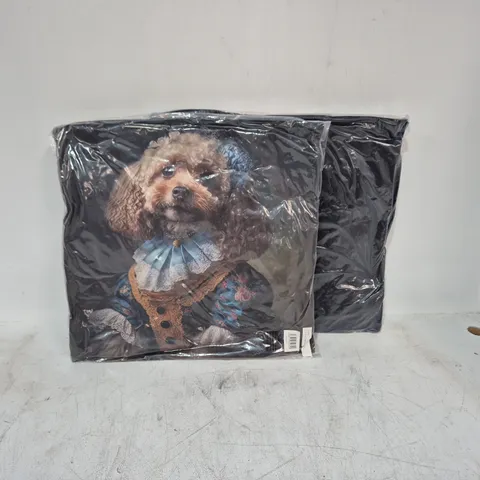 LOT OF 16 AS NEW TOP DOG POODLE THEMED FILLED CUSHIONS - 45X45CM