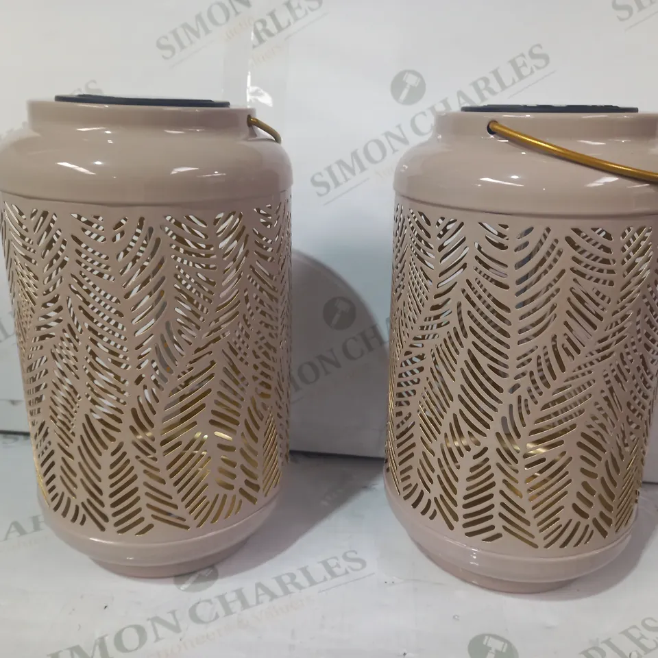 GARDEN REFLECTIONS SET OF 2 PATTERNED SOLAR LANTERNS