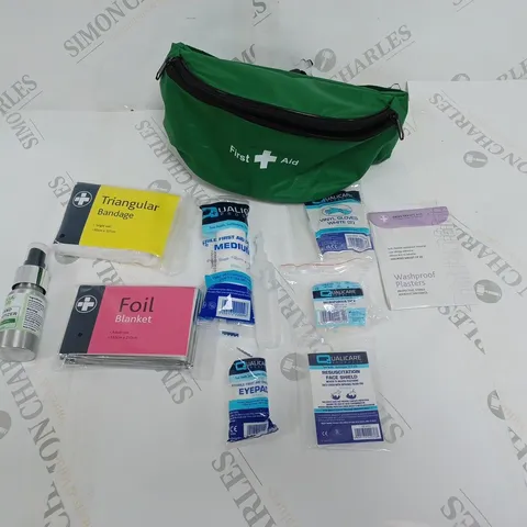 FIRST AID KIT TO INCLUDE BANDAGE, DRESSING, EYEPAD, ETC