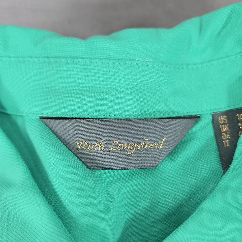 RUTH LANGSFORD EMERALD GREEN BUTTON-DOWN SHIRT – UK 18 (US 14) – MADE IN CHINA
