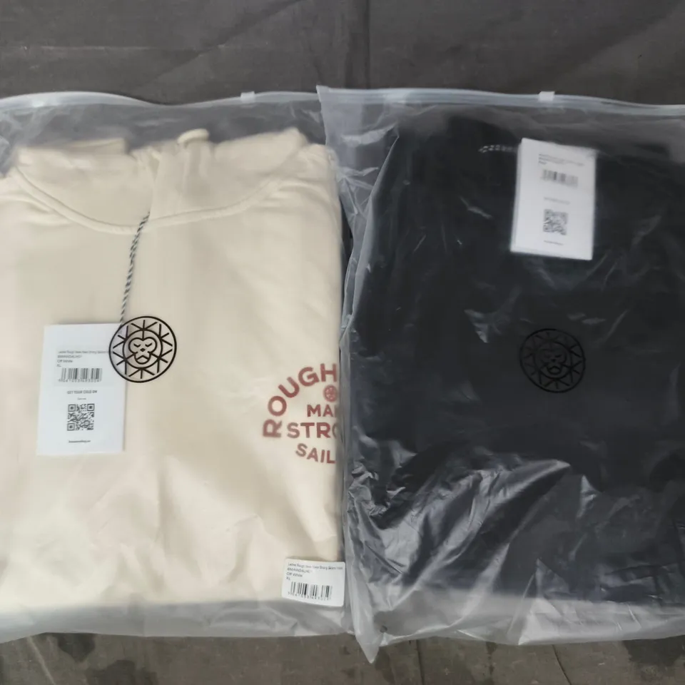 BOX OF APPROXIMATELY 12 ASSORTED BRASS MONKEY CLOTHING ITEMS TO INCLUDE HOODIES AND JOGGERS IN VARIOUS COLOURS AND SIZES