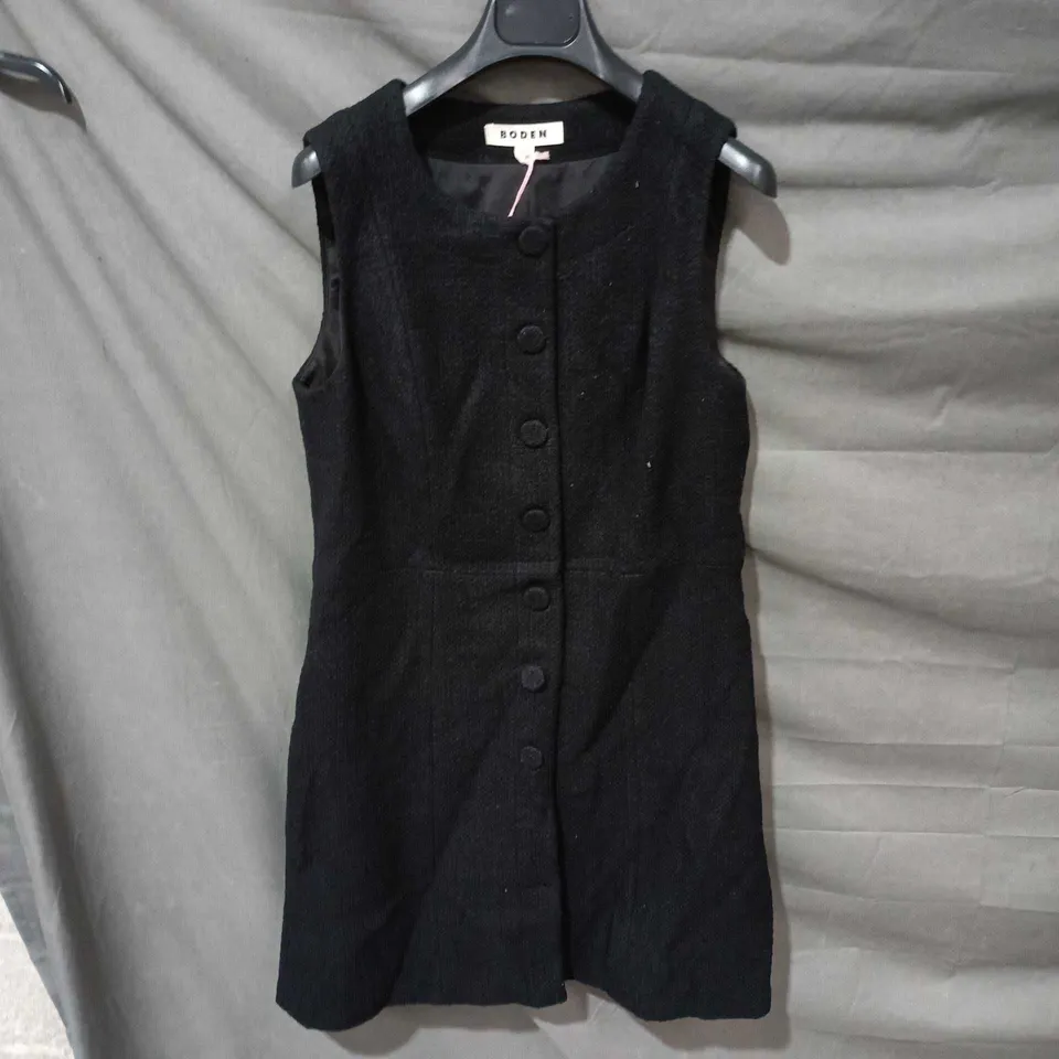BODEN BLACK BOUCLÉ SLEEVELESS DRESS – UK 12R