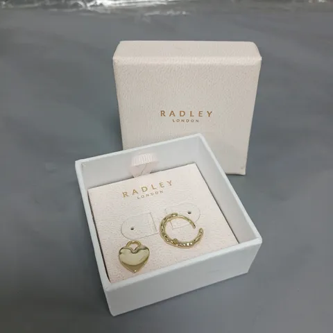 RADLEY 18CT GOLD PLATED PADLOCK HEART CHARM HOOP EARRINGS