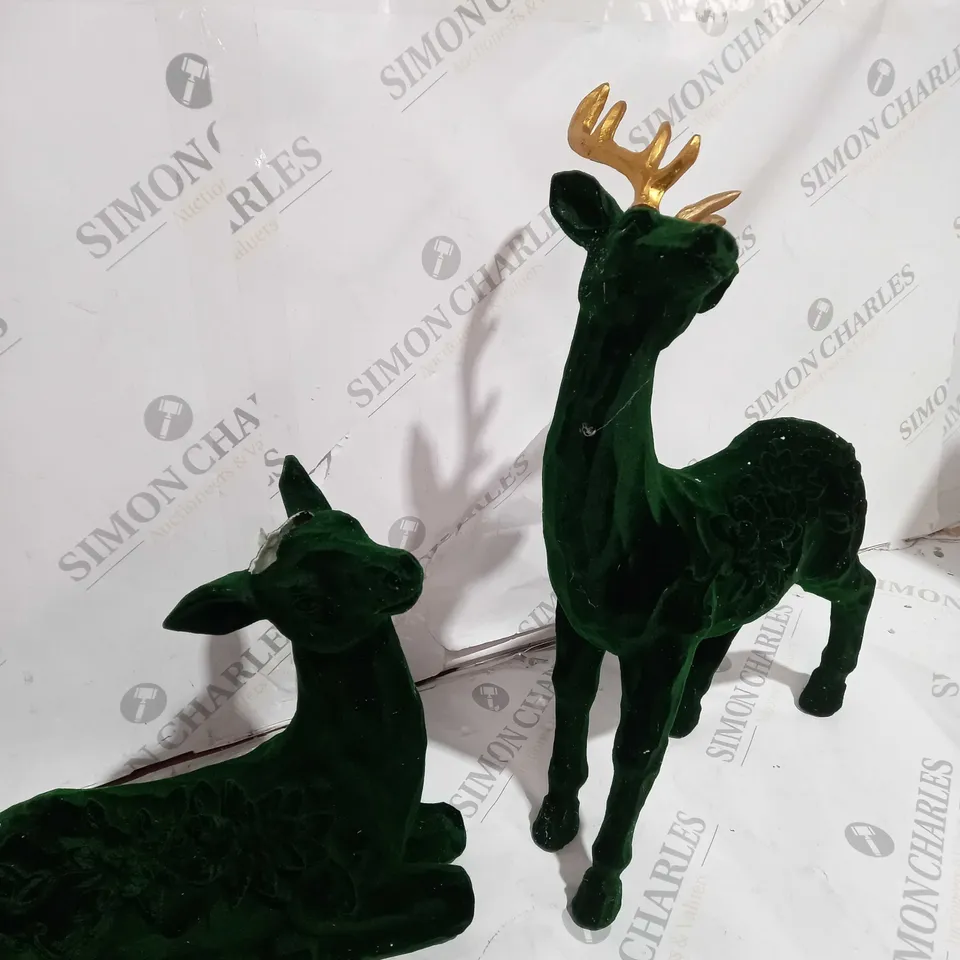 BOXED ALISON CORK SET OF 2 VELVET HENRY STAGS
