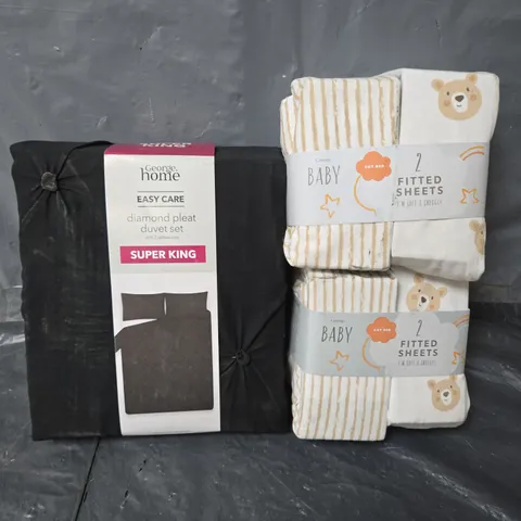 BOX OF APPROXIMATELY 10 ASSORTED BEDDING ITEMS IN VARIOUS STYLES, SIZES, AND COLOURS TO INCLUDE DUVET SETS AND PILLOWCASES, ETC - COLLECTION ONLY