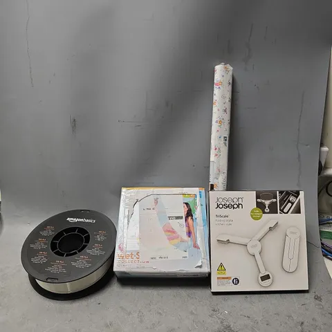 BOX OF APPROXIMATELY 8 ASSORTED BROKEN ITEMS TO INCLUDE - JOSEPH JOSEPH TRI SCALE , AMAZON BASIC SILK PLA ETC