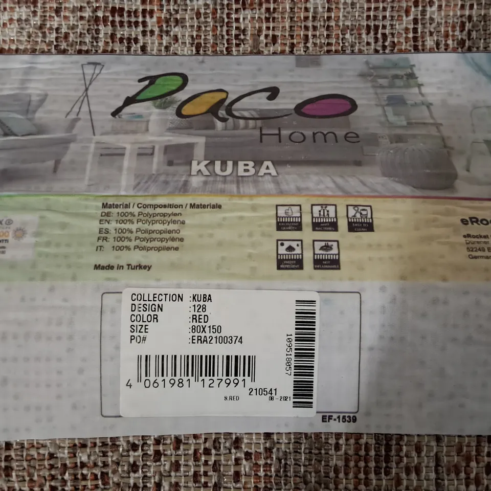 BRAND NEW PACO KUBA RED RUG - 80X150CM