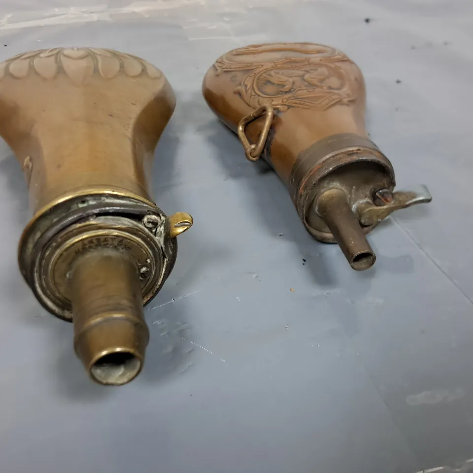 LOT OF 2 METAL POWDER POURING CASKS